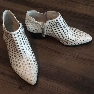 White studded booties